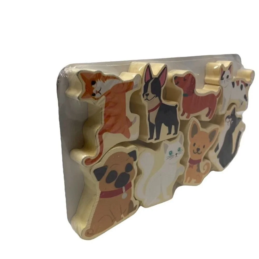 Wood Block Cats and Dogs Pets Pretend Play